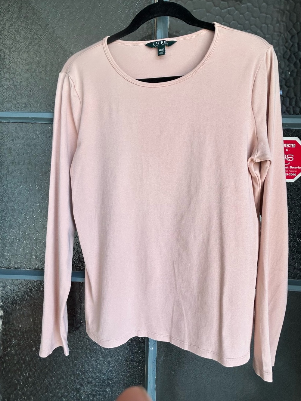 Lauren Ralph Lauren Blush Pink Long Sleeve Scoop Neck Stretch Top XL